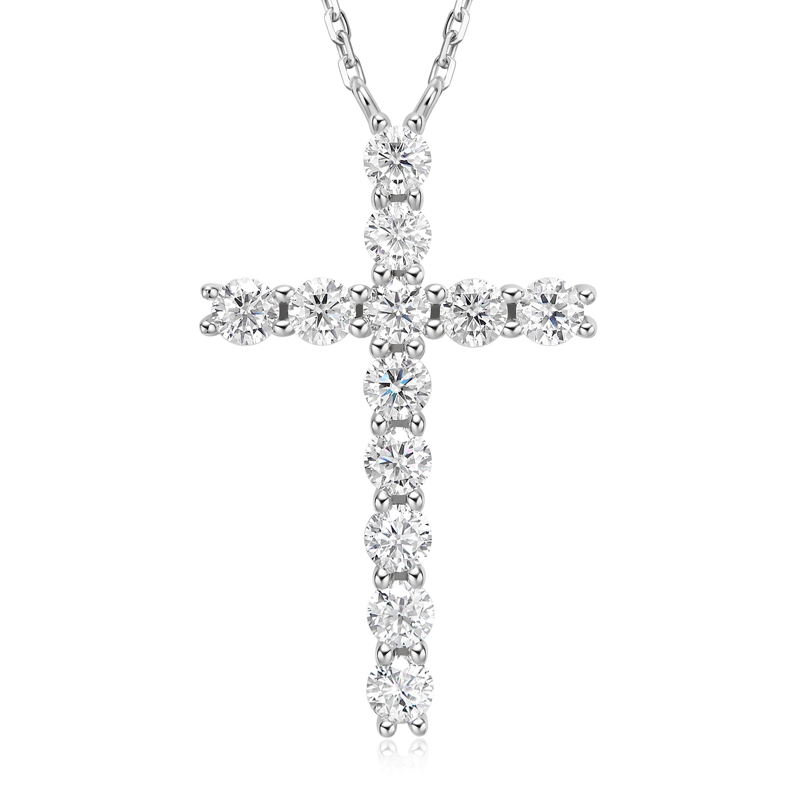 silver moissanite classic cross necklace in 925 sterling silver elegant minimalist spiritual inspired jewelry for women