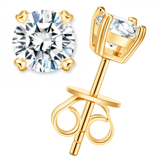 gold moissanite stud earrings 2ct total 1ct each timeless elegant earrings for everyday wear and gifting