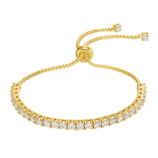 3mm or 4mm moissanite tennis bracelet gold plated sterling silver round cut luxury women bracelet jewelry