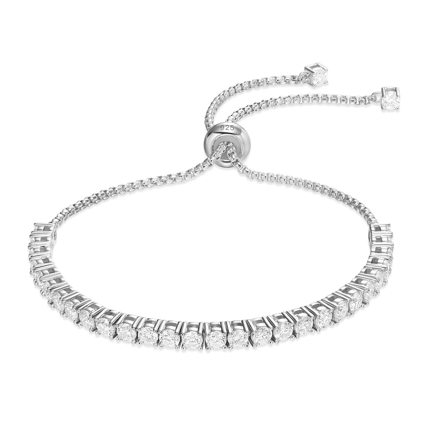 3mm or 4mm moissanite tennis bracelet sterling silver round cut elegant women bracelet classic jewelry