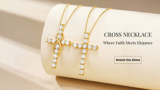 Infinity Möbius cross necklace in sterling silver, modern symbolic jewelry representing eternity and faith with refined shine